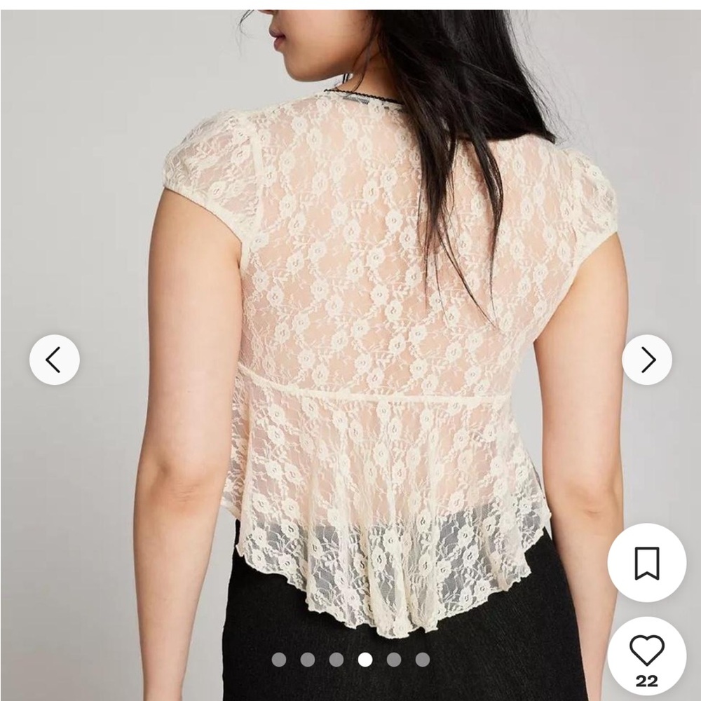 Kimchi Blue Cream and White Lace Top - Picture 2 of 7
